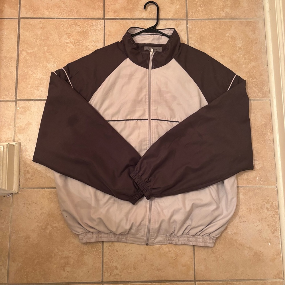 Vintage Green and White Windbreaker Jacket